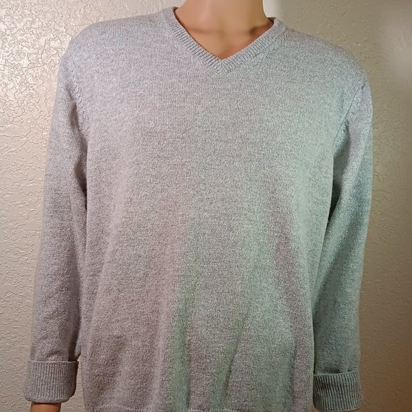 V NECK MIDWEIGHT SWEATER - XXL - LIGHT GREY - Picture 1 of 3